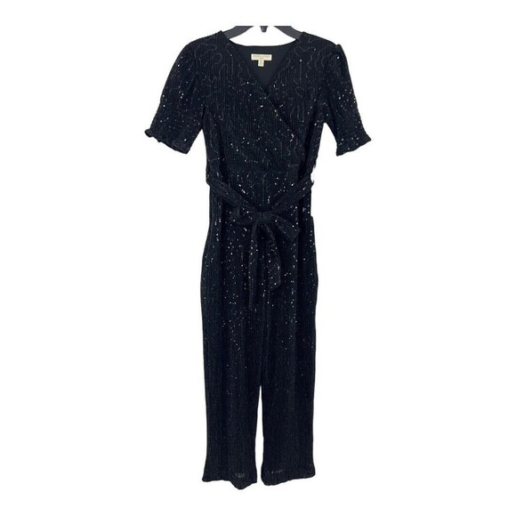Chelsea & Violet Big Girls Size M Short Puff Sleeve Sequin Embellished Jumpsuit - Picture 1 of 4